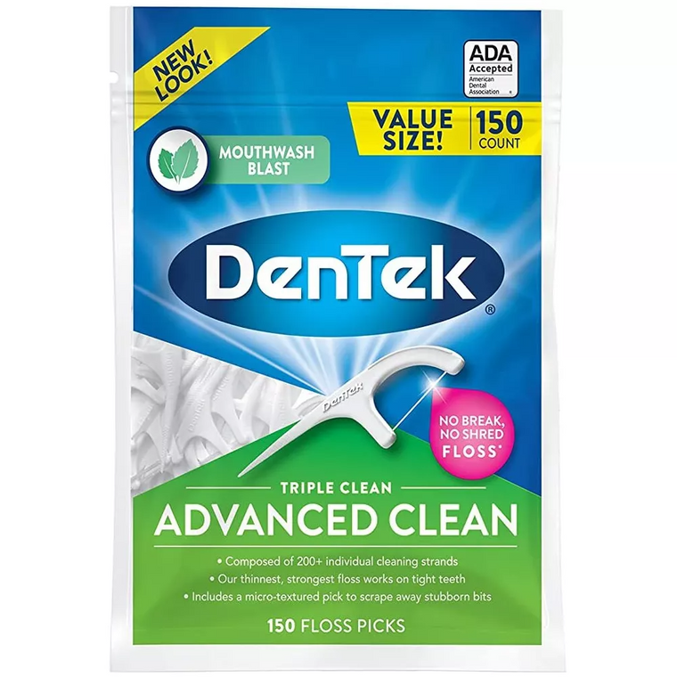 DenTek DenTek Triple Clean Floss Picks Mouthwash Blast Dental Floss Light Sea Green