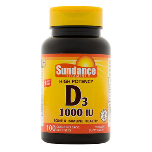 Sundance Vitamins Sundance Vitamins High Potency Vitamin D3 1000 IU Quick Release - 100 Softgels Vitamins & Supplements Goldenrod