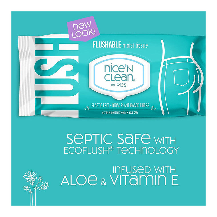 Nice 'N Clean Nice 'N Clean Flushable Moist Wipes With Aloe & Vitamin E Baby Wipes Light Sea Green