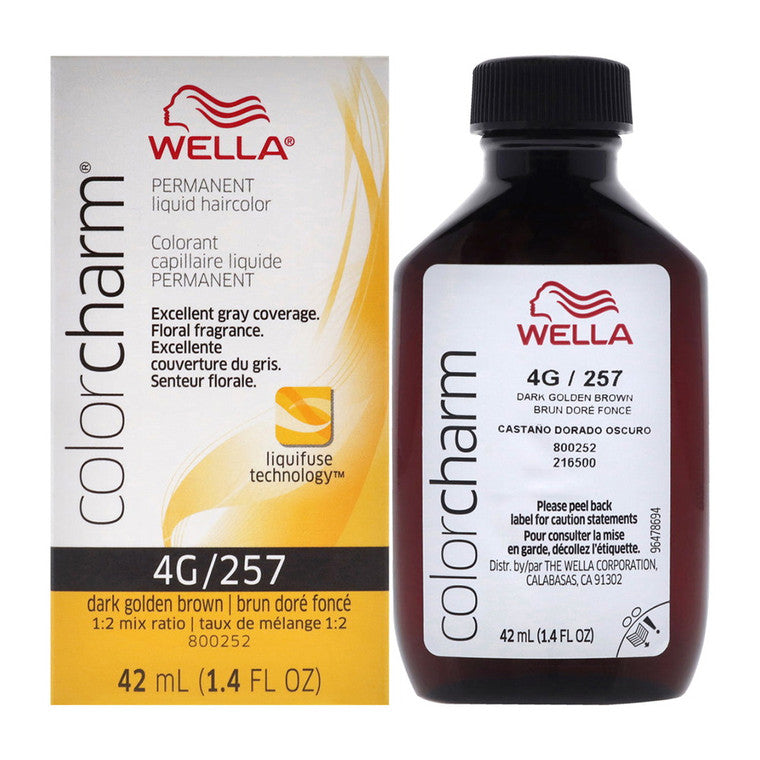 Wella Wella Color Charm Permanent Liquid Haircolor 4G/257 Dark Golden Brown 1.4 Oz Hair Color White Smoke