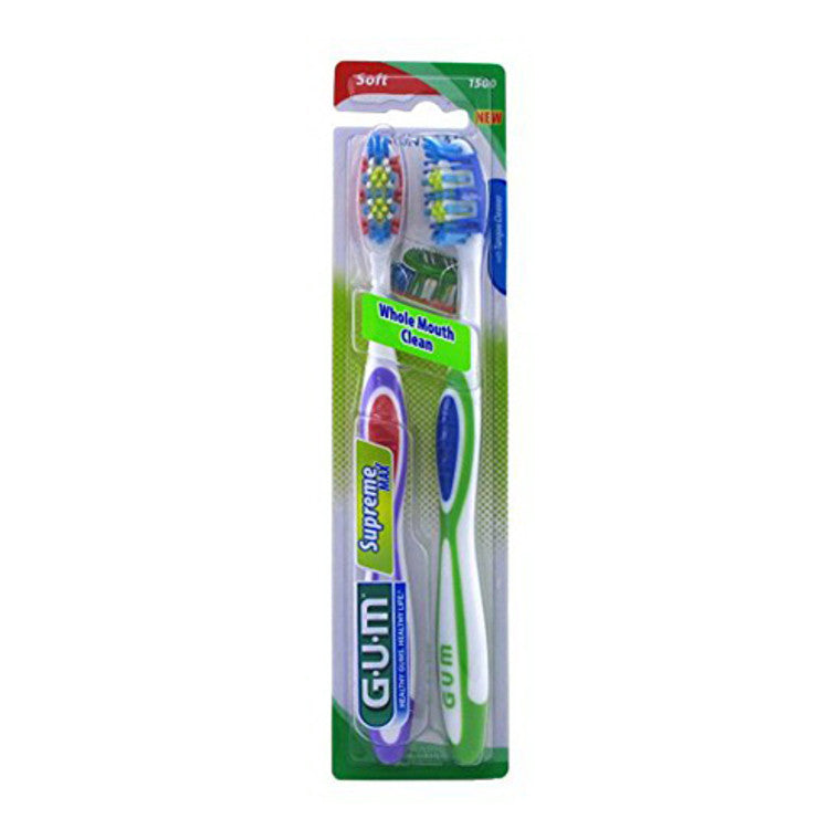 Butler G-U-M Oral Care Butler G-U-M Oral Care Toothbrush Supreme Max Soft 2pack Toothbrushes Light Slate Gray