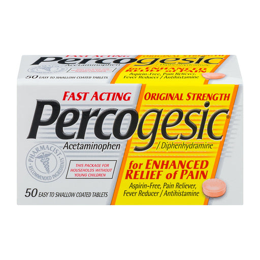Percogesic Percogesic Pain Reliever Tablets Original Strength Health & Beauty Light Gray