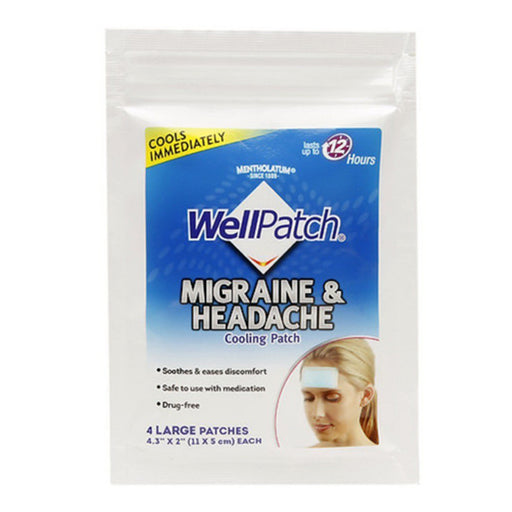 WellPatch Wellpatch Migraine & Headache Cooling Patches, Instant Drug-Free Relief, 2 x 4.3 in, 4 Count Heating Pads Antique White