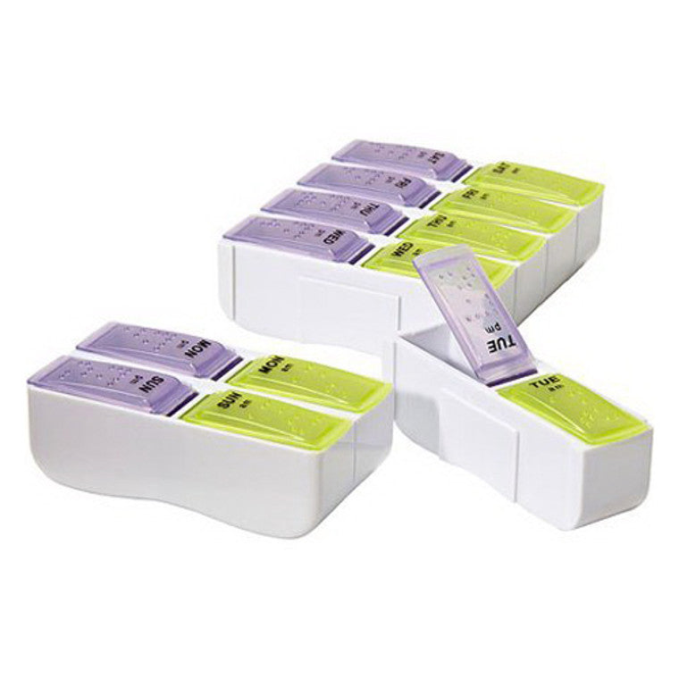 Apex Carex 7-Day Detachable Pill Organizer, AM & PM Daily Pill Box, 1 Count Health Care White Smoke