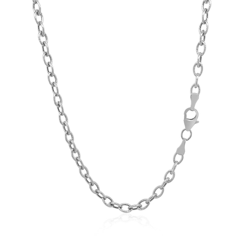 Bids.com 3.5mm 14k White Gold Pendant Chain with Textured Links Necklaces White Smoke 16 / White Gold,18 / White Gold,20 / White Gold
