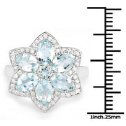 Bids.com 2.88 Carat Genuine Aquamarine .925 Sterling Silver Ring Rings White Smoke size 6.00,size 8.00,size 7.00,size 5.00,size 9.00