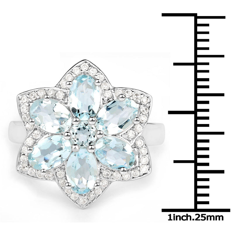 Bids.com 2.88 Carat Genuine Aquamarine .925 Sterling Silver Ring Rings White Smoke size 6.00,size 8.00,size 7.00,size 5.00,size 9.00