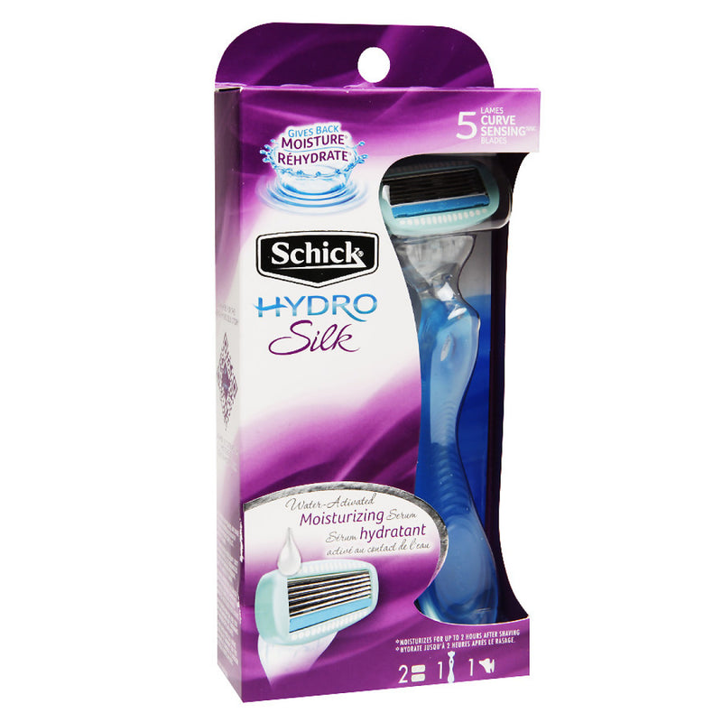 Schick Schick® Hydro Silk® Razor – 5 Curve-Sensing Blades with Moisture Care Shaving & Grooming White Smoke