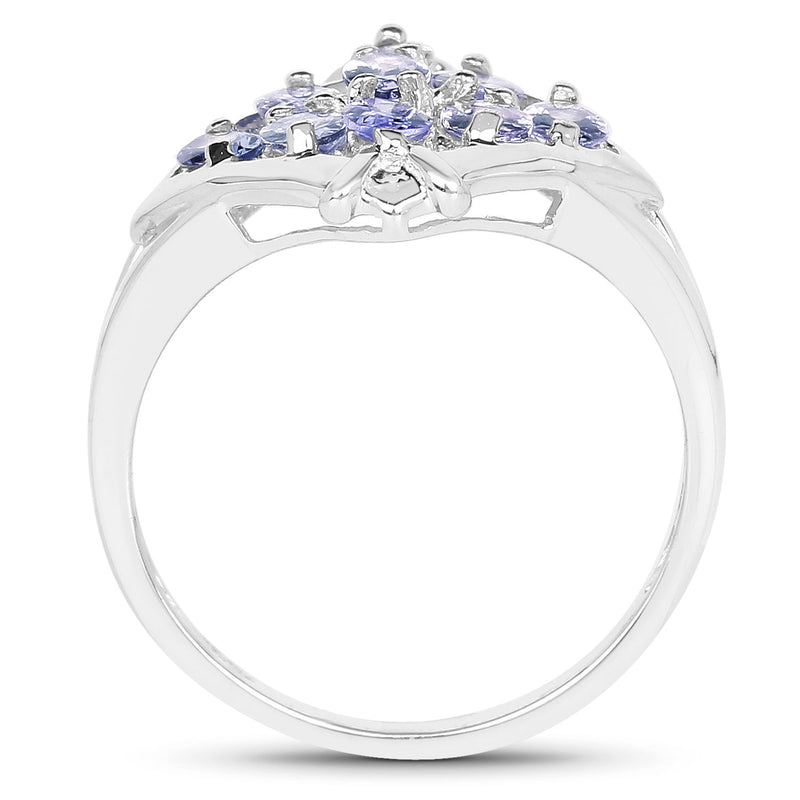 Bids.com 1.53 Carat Genuine Tanzanite .925 Sterling Silver Ring Rings White Smoke size 6.00,size 8.00,size 8.50,size 7.00,size 9.00