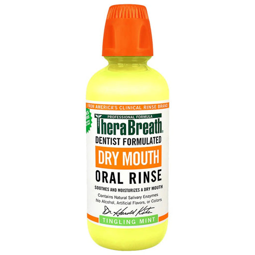TheraBreath TheraBreath Oral Rinse, Dry Mouth, Tingling Mint, 16 Fl Oz Mouthwash White Smoke