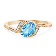 Bids.com 1.04 Carat Genuine Swiss Blue Topaz and White Diamond 14K Yellow Gold Ring Rings White Smoke size 7.00,size 6.00,size 8.00,size 5.00,size 9.00