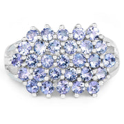 Bids.com 2.03 Carat Genuine Tanzanite .925 Sterling Silver Ring Rings White Smoke size 8.00,size 6.00,size 7.00,size 9.00,size 5.00,size 10.00