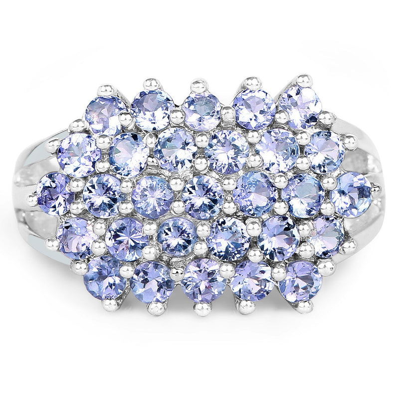 Bids.com 2.03 Carat Genuine Tanzanite .925 Sterling Silver Ring Rings White Smoke size 8.00,size 6.00,size 7.00,size 9.00,size 5.00,size 10.00