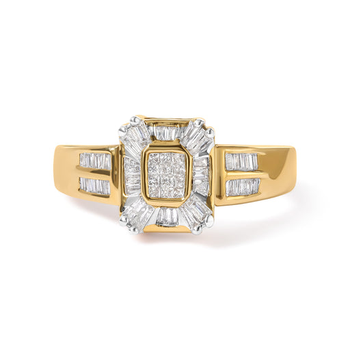 Bids.com 10K Yellow Gold 1/2 Cttw Diamond Composite and Halo Ring (H-I Color, SI1-SI2 Clarity) - Ring Size 7 Rings White Smoke 7 / Yellow.Gold