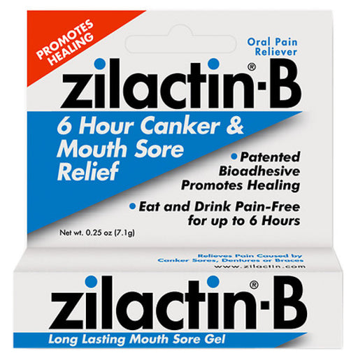 Zilactin B Oral Pain Reliever, Long Lasting Mouth Sore Gel, 0.25 Oz