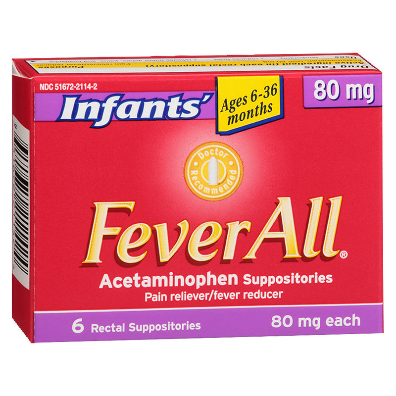 FeverAll FeverAll Acetaminophen, 80 Mg, Infants, Suppositories Health & Beauty Firebrick
