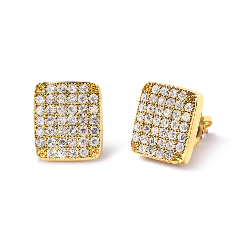 Bids.com 14K Yellow Gold 1/2 Cttw Diamond Square Shaped Composite Cluster Stud  Earrings (I-J Color, I1-I2 Clarity) Earrings White Smoke Yellow.Gold / 0.52