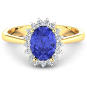 Bids.com 1.92 Carat Genuine Tanzanite and White Diamond 14K Yellow Gold Ring Rings White Smoke size 6.00,size 7.00,size 8.00