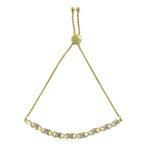 Bids.com 10K Yellow Gold over .925 Sterling Silver 1/10 Cttw Diamond Heart and X-Link 6â€-9â€ Adjustable Bolo Bracelet (H-I Color, I2-I3 Clarity) Bracelets White Smoke Yellow.Sterling Silver / 7