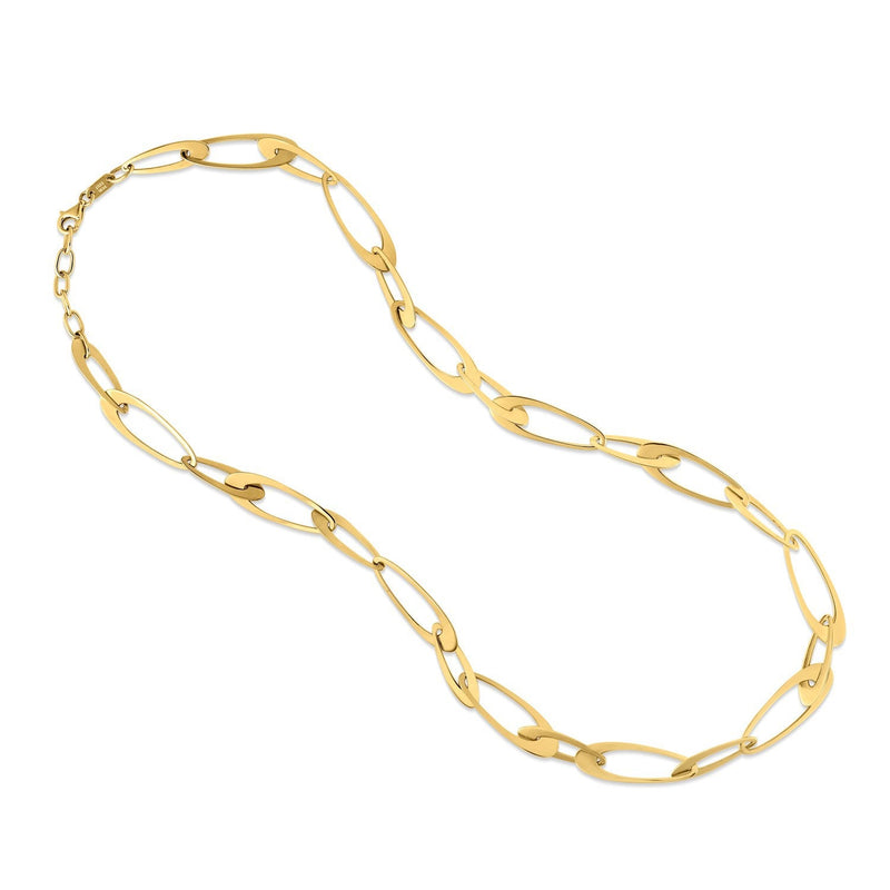Bids.com 14K Yellow Gold Italian Oval Links Necklace Necklaces White Smoke 18 / Yellow Gold