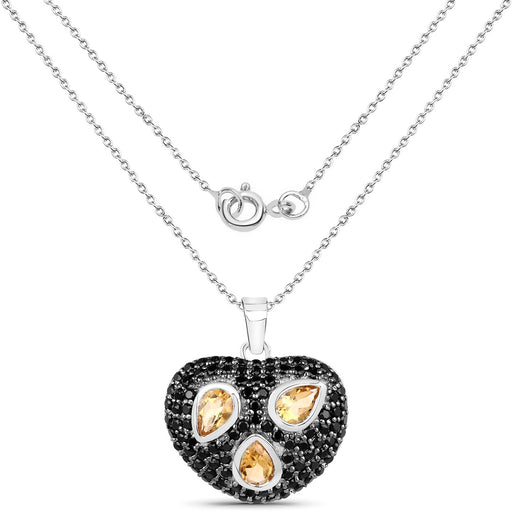 Bids.com 3.19 Carat Genuine Citrine and Black Spinel .925 Sterling Silver Pendant Pendants White Smoke