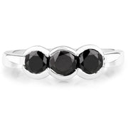 Bids.com 1.22 Carat Genuine Black Diamond .925 Sterling Silver Ring Rings White Smoke size 7.00,size 6.00,size 8.00,size 9.00