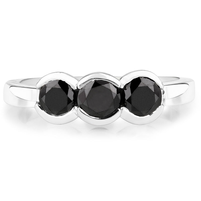 Bids.com 1.22 Carat Genuine Black Diamond .925 Sterling Silver Ring Rings White Smoke size 7.00,size 6.00,size 8.00,size 9.00