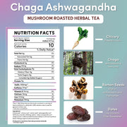 Teeccino Chaga Ashwagandha Butterscotch Cream Mushroom Herbal Tea Herbal Tea Dark Gray 25 tea bags,10 tea bags