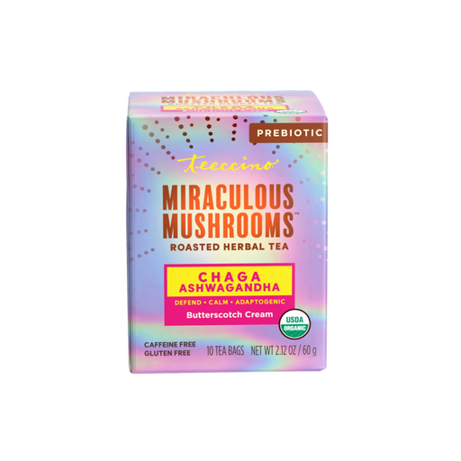 Teeccino Chaga Ashwagandha Butterscotch Cream Mushroom Herbal Tea Herbal Tea Plum 10 tea bags