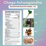 Teeccino Chaga Ashwagandha Butterscotch Cream Mushroom Herbal Tea Herbal Tea Dark Gray 25 tea bags,10 tea bags
