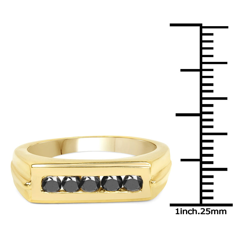 Bids.com 14K Yellow Gold Plated 0.50 Carat Genuine Black Diamond .925 Sterling Silver Ring Rings White Smoke size 8.00,size 6.00,size 7.00,size 9.00