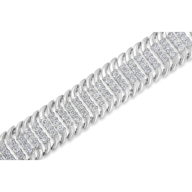Bids.com 14K White Gold 5.0 Cttw Round Brilliant Cut Diamond 7" S Wave Serpentine Tennis Bracelet (H-I Color, I1-I2 Clarity) Bracelets White Smoke White.Gold / 7