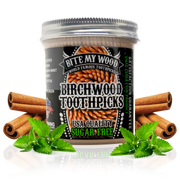 BiteMyWood 450 Qty BiteMyWood Flavored Birchwood Toothpicks in Plastic Jars Beauty & Personal Care - Nasal & Oral Care - Dental Floss & Picks White Smoke 450qty Cinnamint