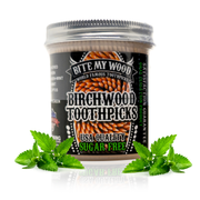 BiteMyWood 450 Qty BiteMyWood Flavored Birchwood Toothpicks in Plastic Jars Beauty & Personal Care - Nasal & Oral Care - Dental Floss & Picks White Smoke 450qty Mint