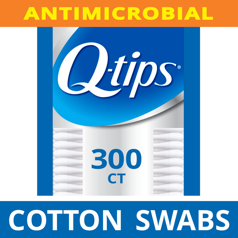 Q-tips Q-tips Antimicrobial Cotton Swabs 300 Ct. Box Cotton Swabs White Smoke