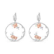 Bids.com Rose Gold Plated .925 Sterling Silver 1/10 Cttw Diamond Floral Hoop Earrings (I-J Color, SI1-SI2 Clarity) Earrings White Smoke WhiteRose.Sterling Silver / 0.1