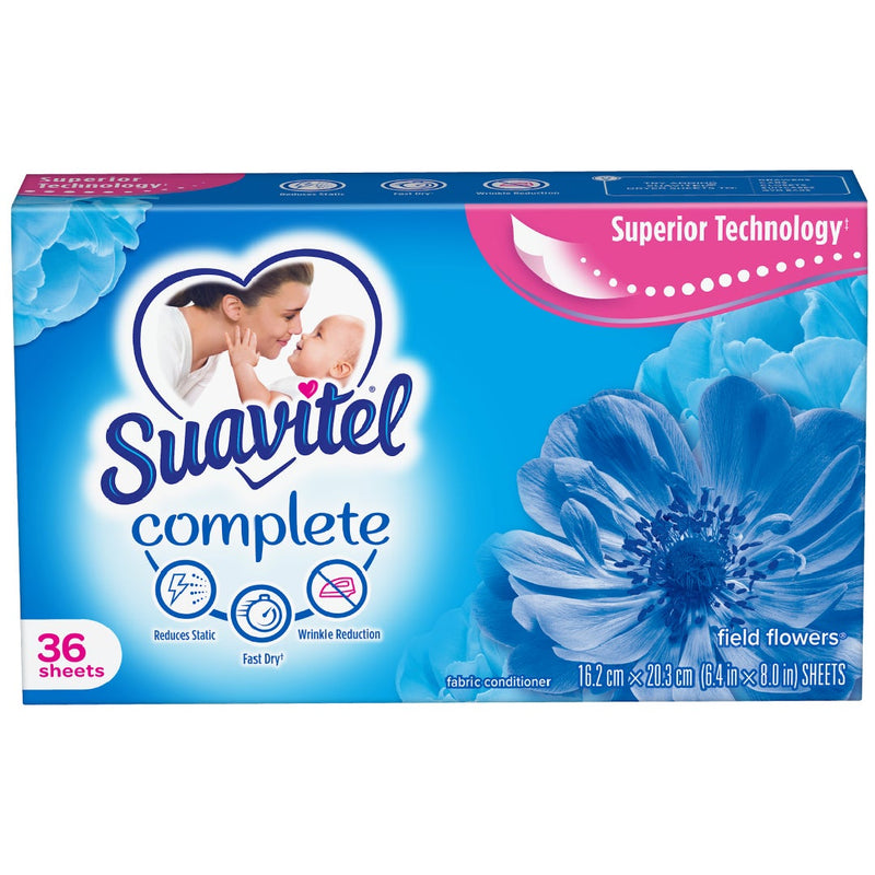 Suavitel Suavitel Complete Dryer Sheets, Field Flowers Scent, 36 Count Fabric Softeners & Dryer Sheets Deep Sky Blue