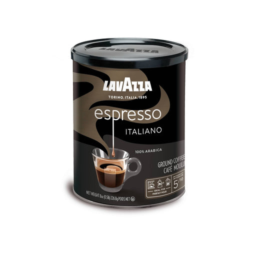 Lavazza Lavazza Caffe Espresso Ground Coffee, Medium Roast, 8 Oz Can Coffee Black