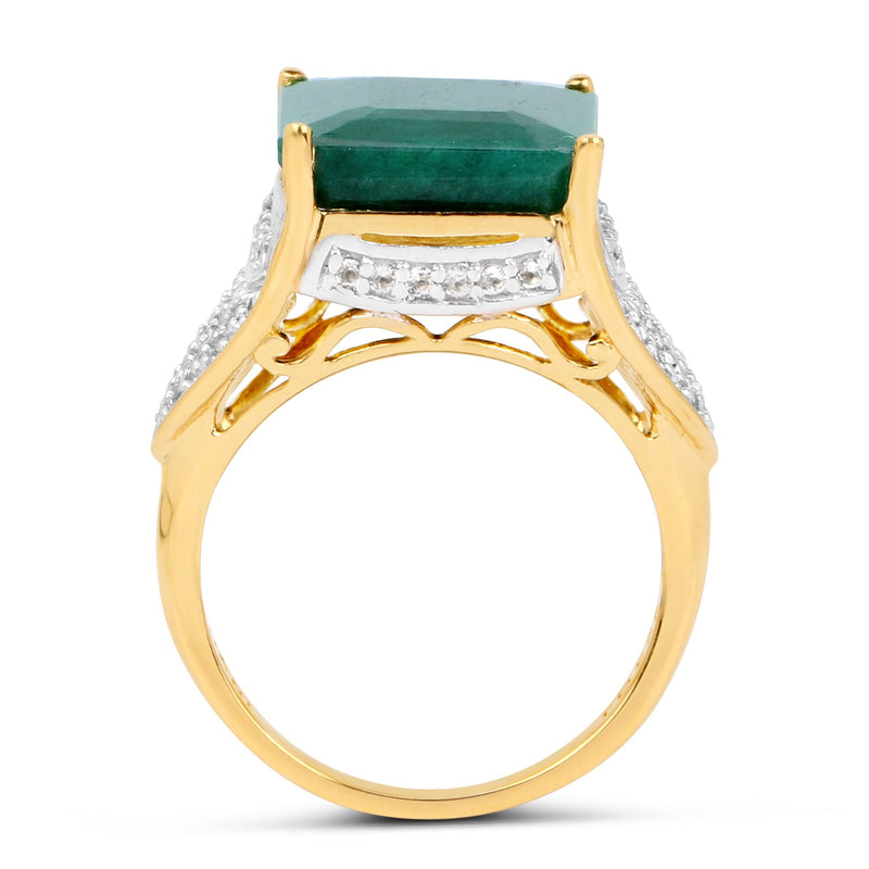 Bids.com 8.70 Carat Dyed Emerald and White Topaz .925 Sterling Silver Ring Rings White Smoke size 8.00,size 5.00,size 6.00,size 7.00,size 9.00,size 10.00