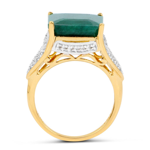 Bids.com 8.70 Carat Dyed Emerald and White Topaz .925 Sterling Silver Ring Rings White Smoke size 8.00,size 5.00,size 6.00,size 7.00,size 9.00,size 10.00