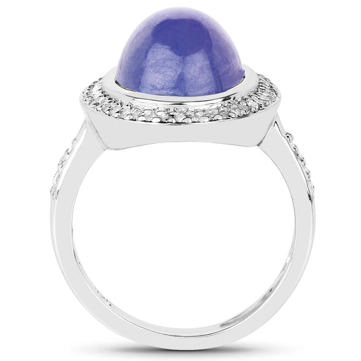 Bids.com 8.26 Carat Genuine Tanzanite & White Topaz .925 Sterling Silver Ring Rings White Smoke size 6.00,size 8.00,size 7.00,size 9.00,size 5.00