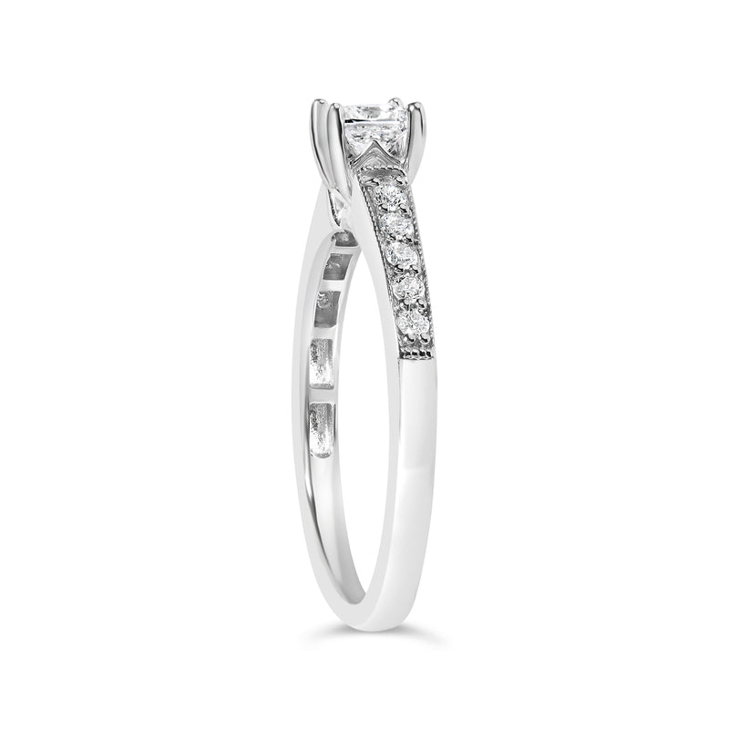 Bids.com 14K White Gold Diamond 1/2 Cttw Princess Cut Diamond Engagement Ring (G-H Color, VS2-SI1 Clarity) - Size 7 Rings White Smoke 7 / White.Gold