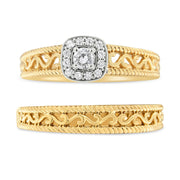 Bids.com 14K Yellow Gold Plated .925 Sterling Silver 1/5 Cttw Diamond Halo and Milgrain Finish Engagement Ring Bridal Set (I-J Color I3 Clarity) - Size 7 Rings White Smoke 9 / Yellow.Sterling Silver,6 / Yellow.Sterling Silver,8 / Yellow.Sterling Silver,5 / Yellow.Sterling Silver,10 / Yellow.Sterling Silver,11 / Yellow.Sterling Silver,12 / Yellow.Sterling Silver,7 / Yellow.Sterling Silver
