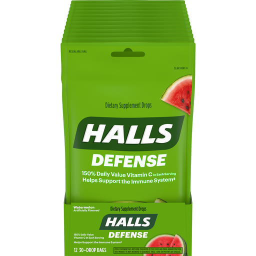 Halls Cough Drops Halls Cough Drops Defense Vitamin C Supplement Bag, Watermelon Flavor - 30 Drops/Bag, 12/Case Messenger Bags Olive Drab
