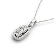 Bids.com Outer Oval Shaped Two Stone Diamond Pendant in 14k White Gold (5/8 cttw) Necklaces White Smoke 18 / White Gold