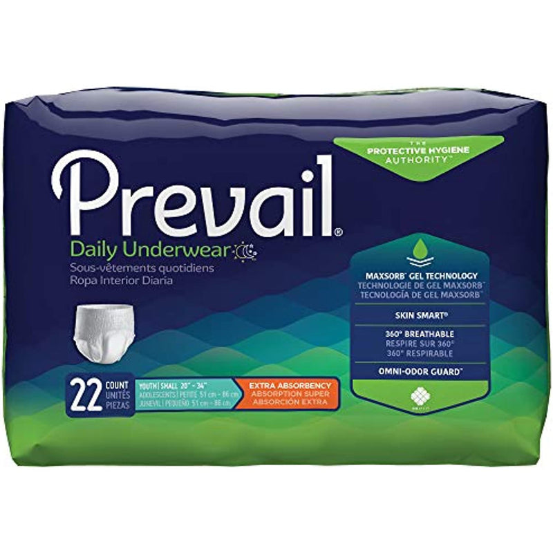 Prevail Prevail® First Quality Youth Absorbent Underwear – Size Small (22 Count) Incontinence Aids Midnight Blue