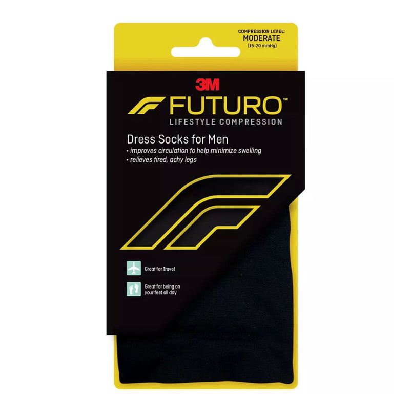 Futuro FUTURO Revitalizing Men's Dress Socks, Mild Compression 15-20 mmHg, Black, Medium, 1 Pair Personal Care Black