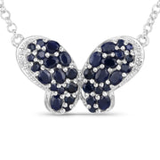 Bids.com 3.83 Carat Genuine Blue Sapphire and White Zircon .925 Sterling Silver Pendant Pendants White Smoke