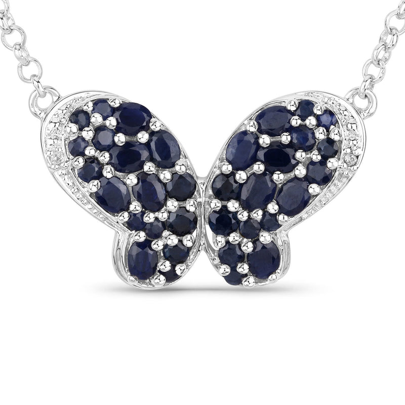 Bids.com 3.83 Carat Genuine Blue Sapphire and White Zircon .925 Sterling Silver Pendant Pendants White Smoke