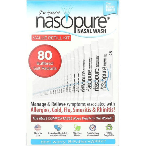 Nasopure Nasopure Nasal Wash, Value Refill Kit, 80 Buffered Salt Packets Medicine & Drugs White Smoke